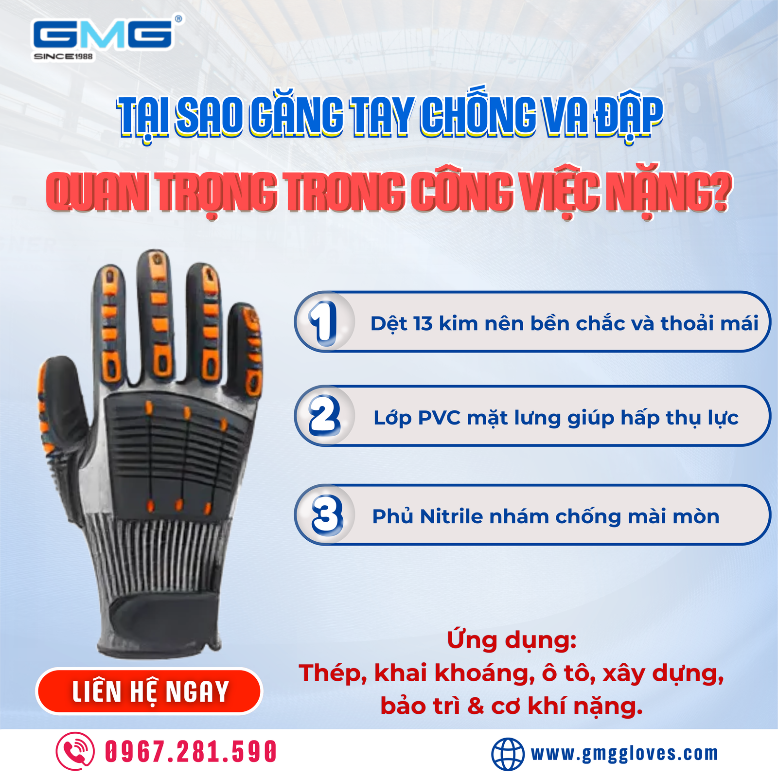 Tại sao găng tay chống va đập lại quan trọng trong công việc nặng