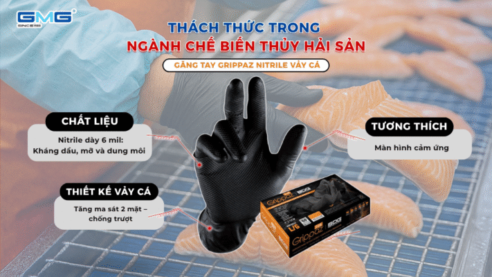 Găng tay Grippaz Nitrile vảy cá