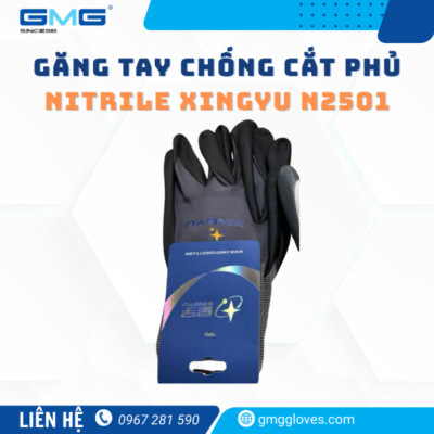Găng tay chống cắt phủ nitrile Xingyu N2501 màu xám bền chắc