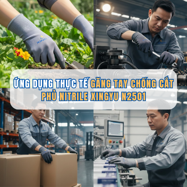 Ứng dụng thực tế găng tay chống cắt phủ Xingyu nitrile N2501