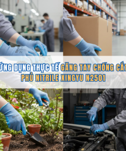 Ứng dụng thực tế găng tay chống cắt phủ nitrile GMG T1020